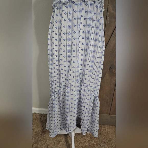 MI AMI Eyelet Lace Printed High Low Spaghetti Strap Sundress In Blue/white. MED - Picture 10 of 14